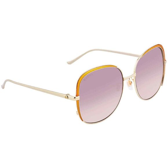 NEW Gucci Violet and Gold Rectangular Women's Sunglasses - Picture 1 of 4